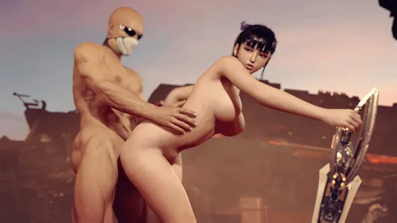 [3D/动态/CV] Mekesp 7月新作：2B+伊芙 性感女神无人暗巷内被恶臭流浪汉侵犯中出 [1.3G/FM/WY]