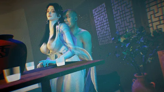[3D/夫目前犯/NTR] 牛头人爱好：清漪古风酒吧NTR 极品长腿女友被猥琐老头侵犯中出 [3.8G/FM/WY]