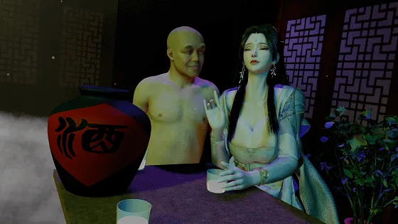 [3D/夫目前犯/NTR] 牛头人爱好：清漪古风酒吧NTR 极品长腿女友被猥琐老头侵犯中出 [3.8G/FM/WY]
