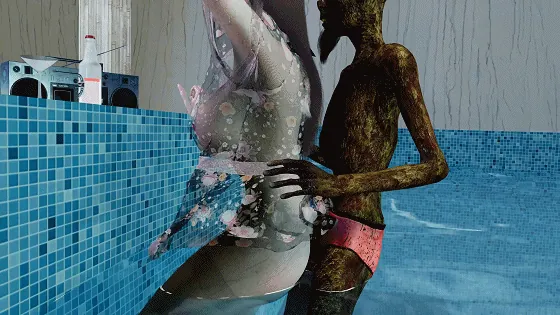 [3D/隐奸/NTR] 牛头人爱好者：雯雅婷-泳池NTR 极品肉丝女友在泳池内被异种侵犯中出 [中字] [5.1G/FM/WY]